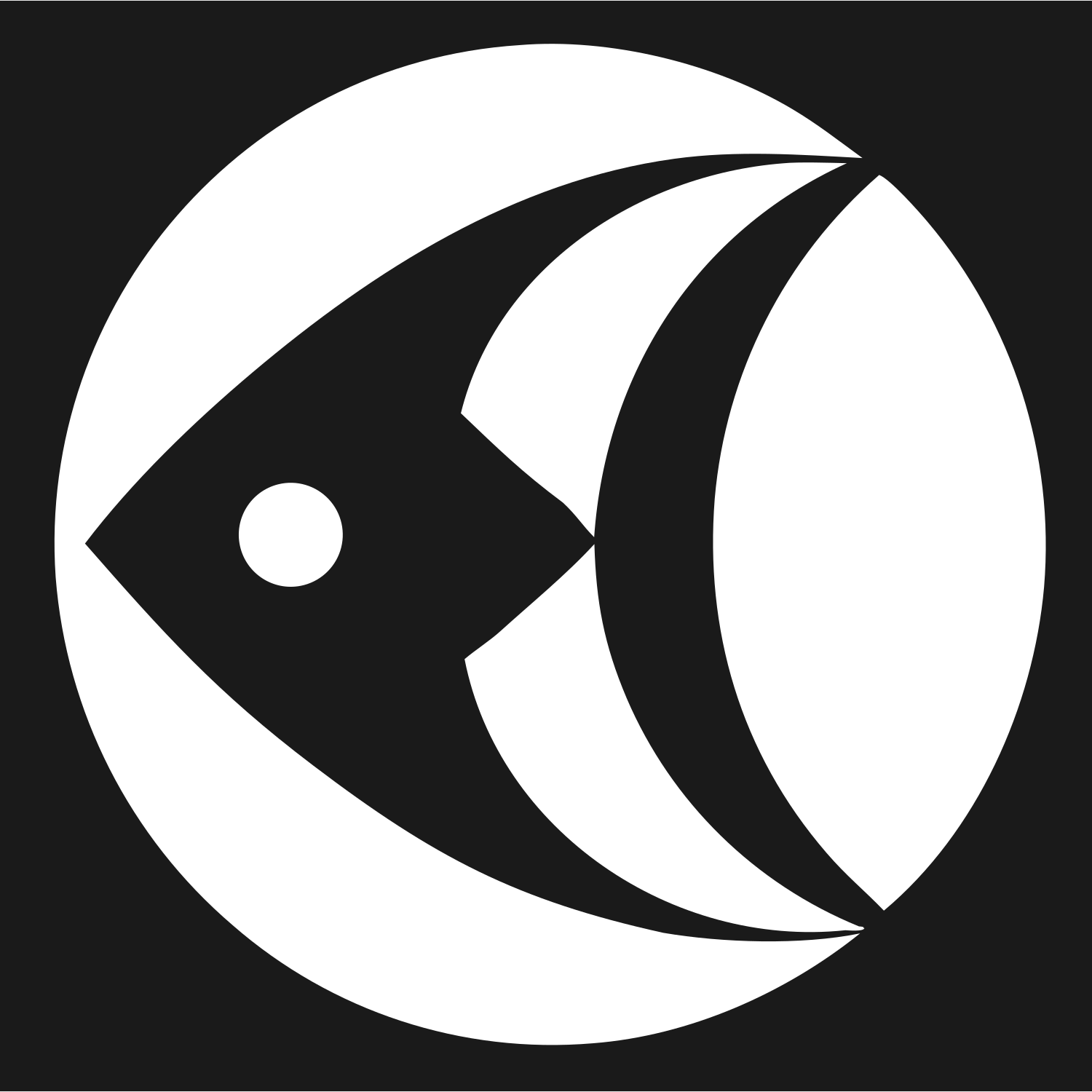 Geometric Fish Circle Badge #1a1a1a/#ffffff