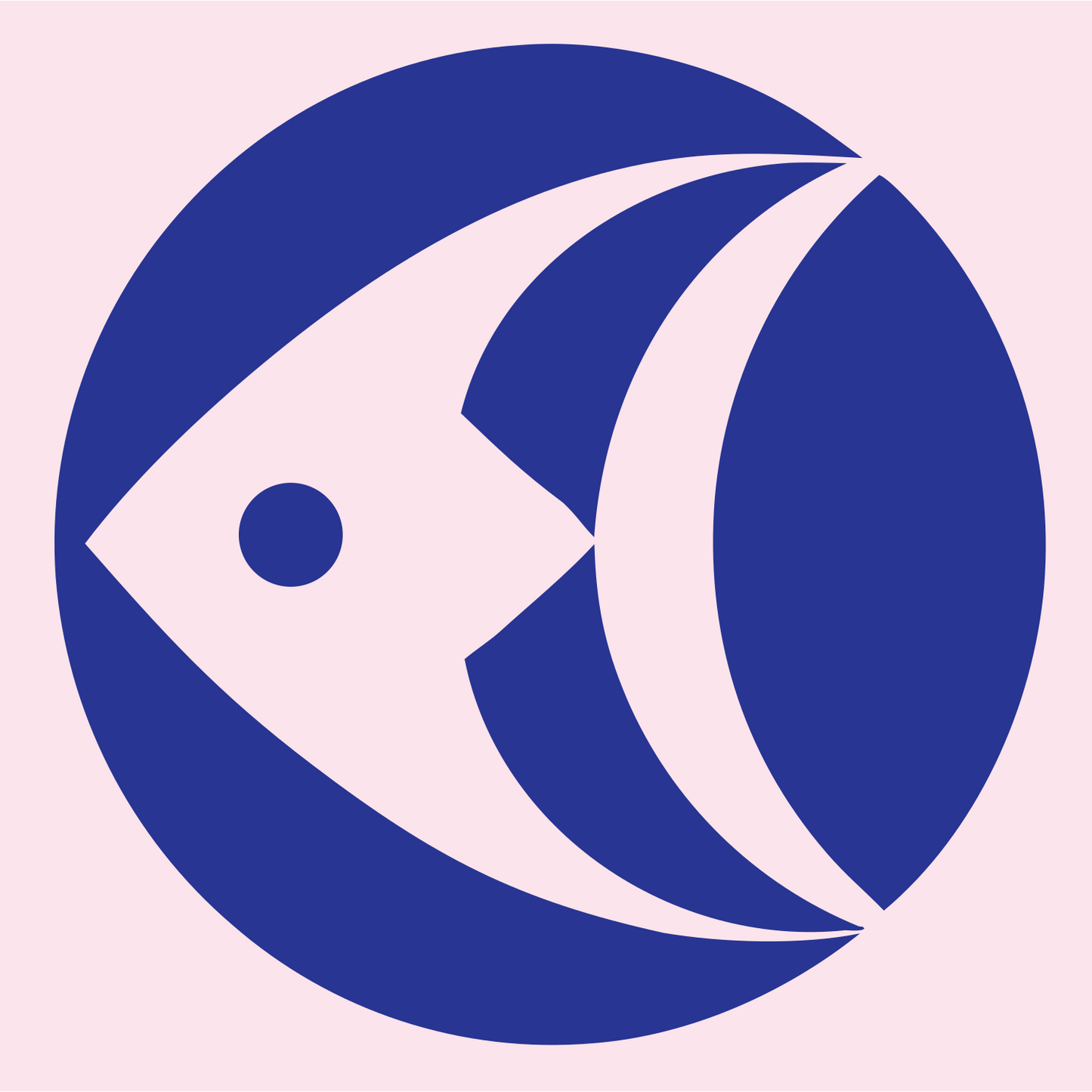 Geometric Fish Circle Badge #fce4ec/#283593