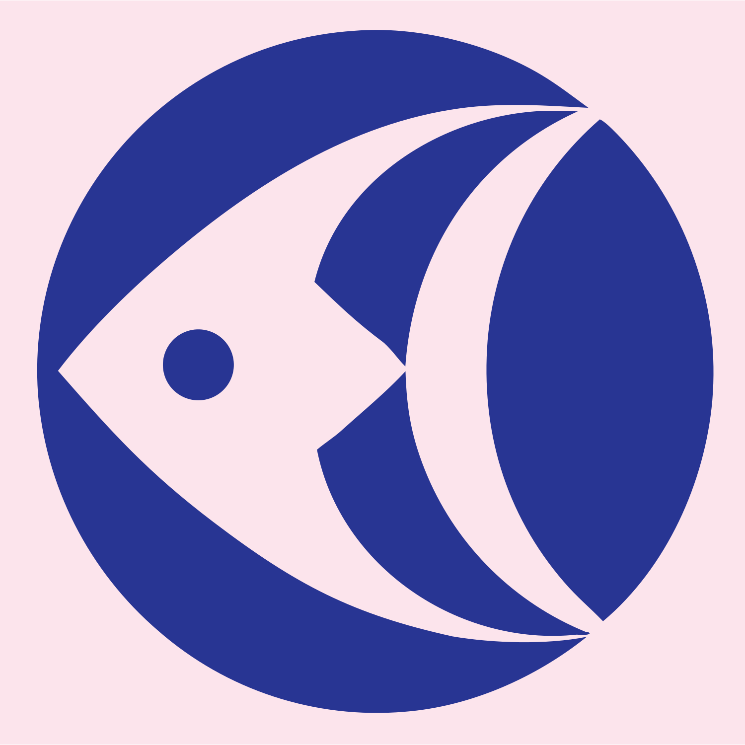 Geometric Fish Circle Badge #fce4ec/#283593
