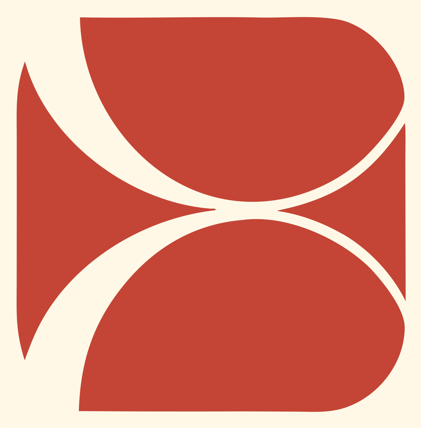 Negative Space Hourglass Pisces Mark #fff8e7/#c44536