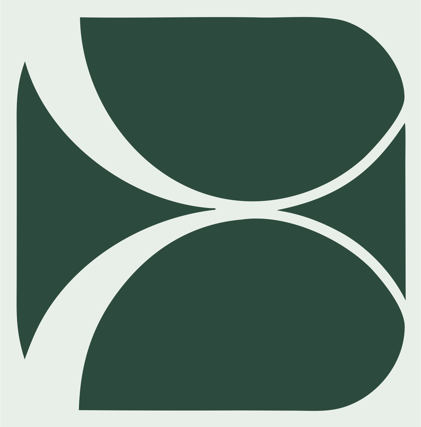 Negative Space Hourglass Pisces Mark #e8efe9/#2d4a3e