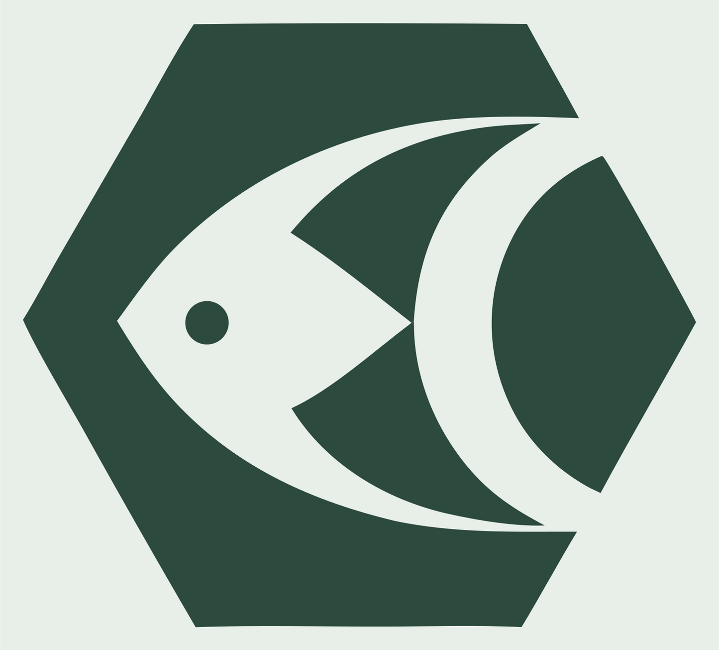Geometric Fish Hexagon Badge #e8efe9/#2d4a3e