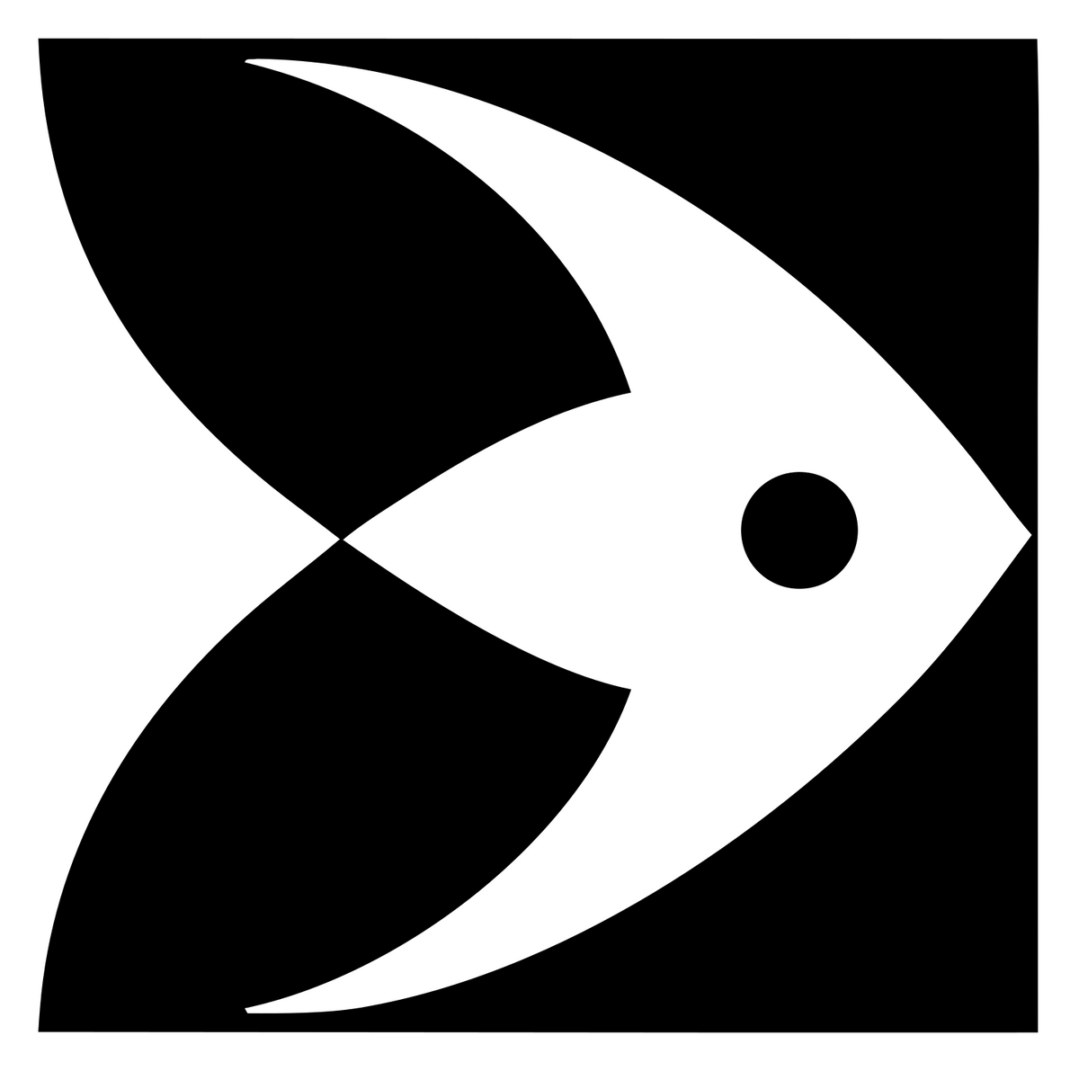 Negative Space Angelfish Square Badge #ffffff/#000000
