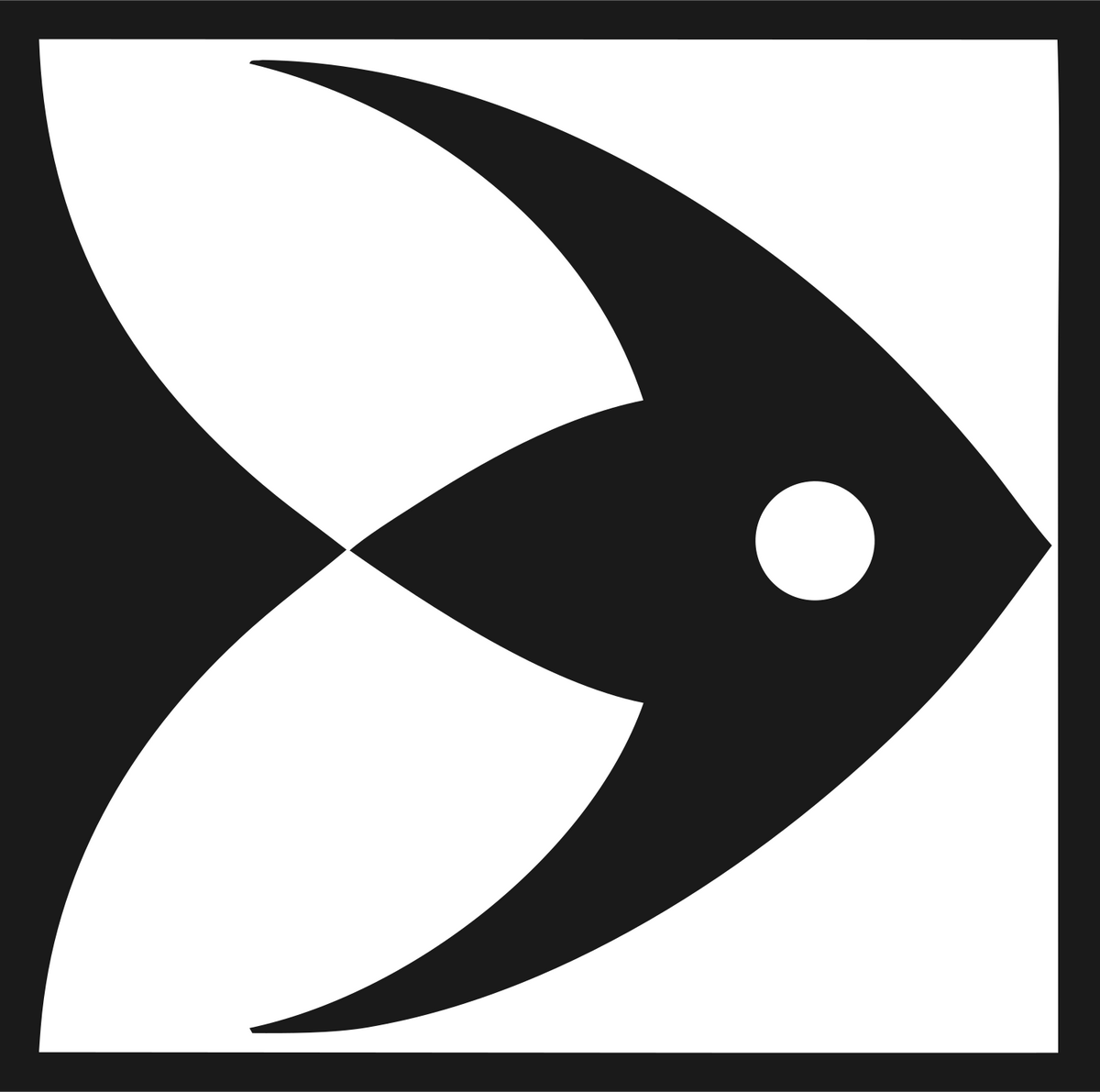 Negative Space Angelfish Square Badge #1a1a1a/#ffffff