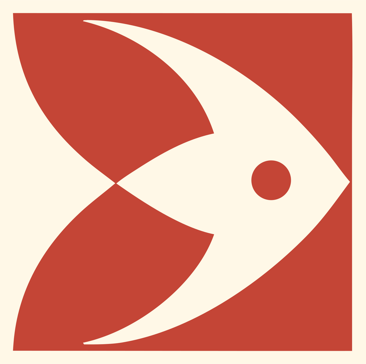 Negative Space Angelfish Square Badge #fff8e7/#c44536