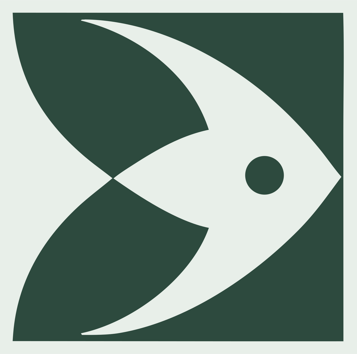 Negative Space Angelfish Square Badge #e8efe9/#2d4a3e
