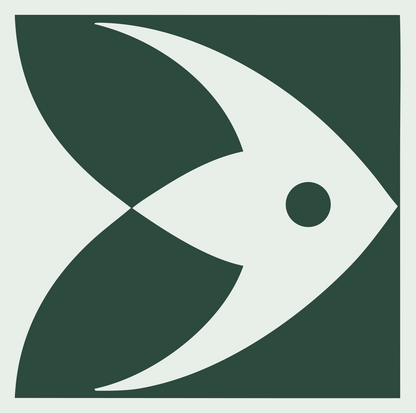Negative Space Angelfish Square Badge #e8efe9/#2d4a3e