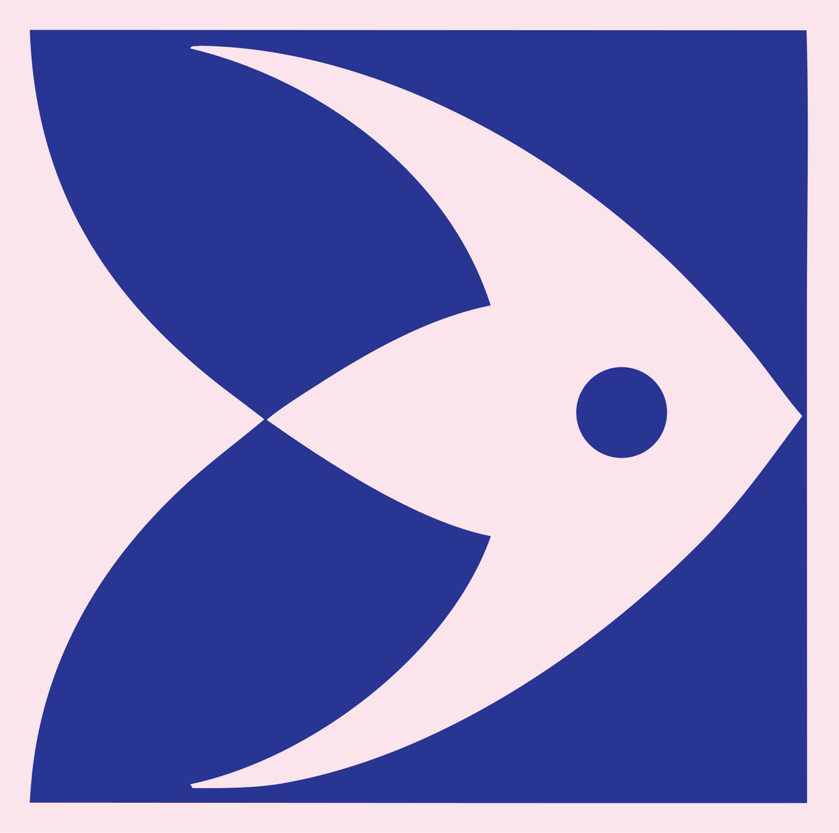 Negative Space Angelfish Square Badge #fce4ec/#283593