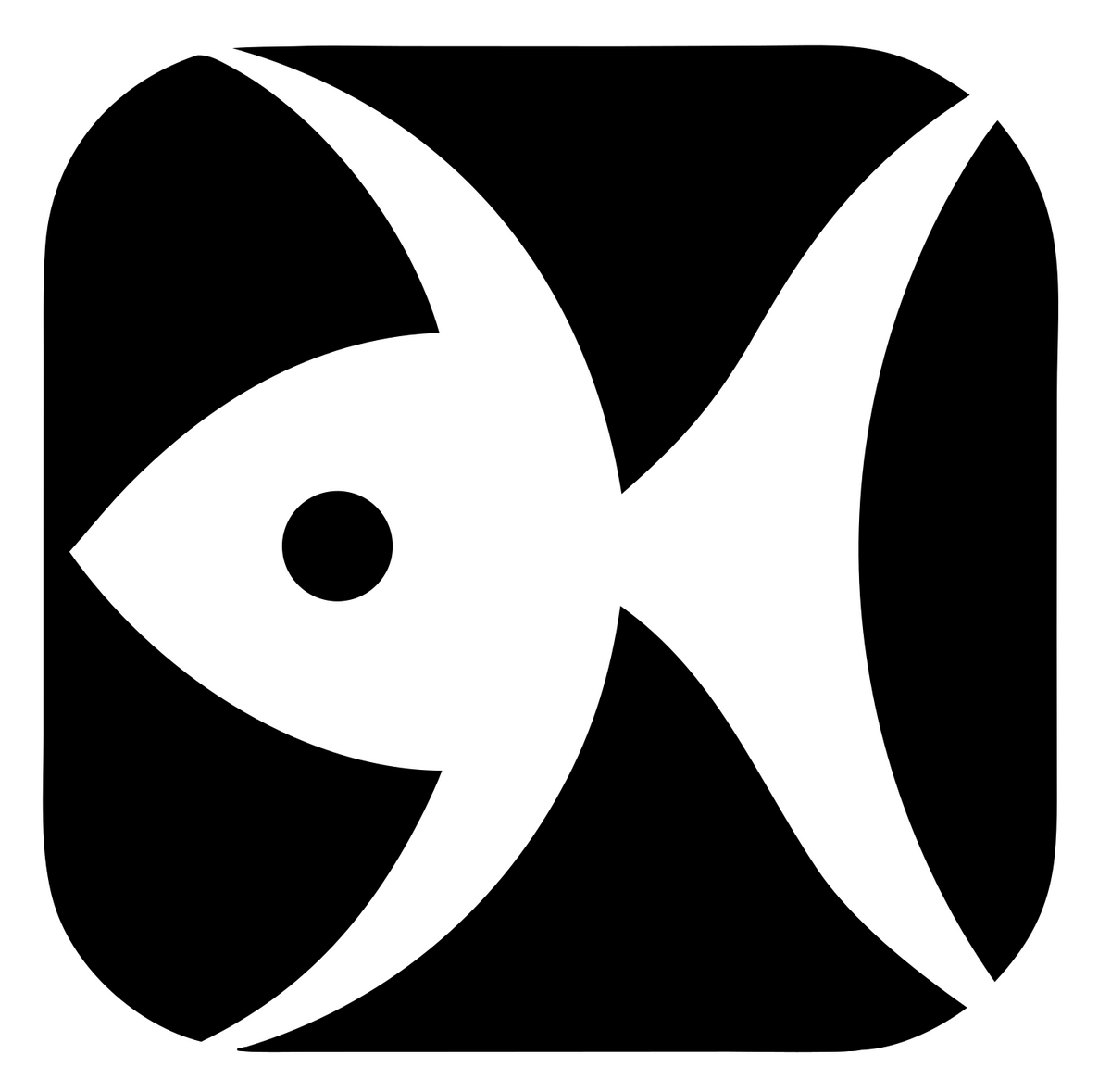 Negative Space Fish Badge #ffffff/#000000