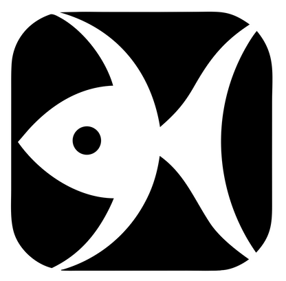 Negative Space Fish Badge #ffffff/#000000