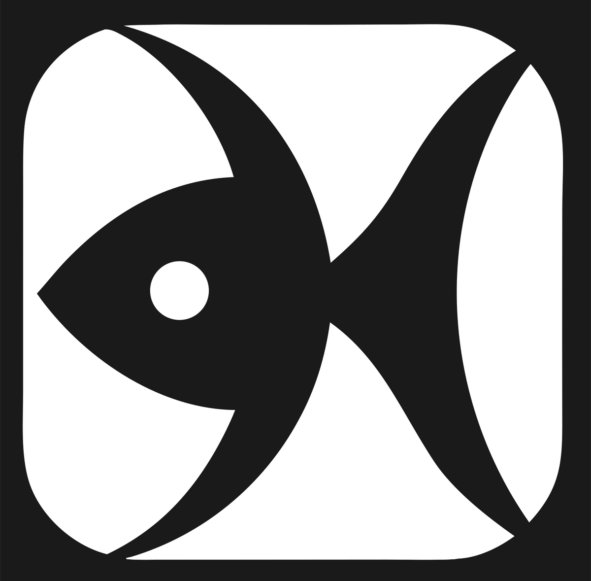 Negative Space Fish Badge #1a1a1a/#ffffff