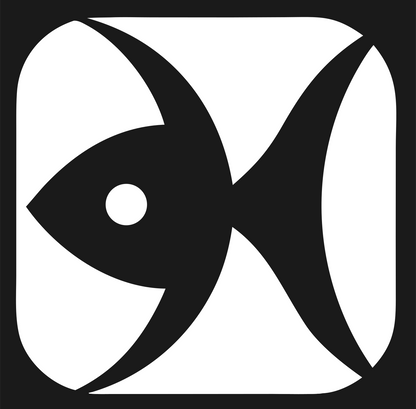 Negative Space Fish Badge #1a1a1a/#ffffff
