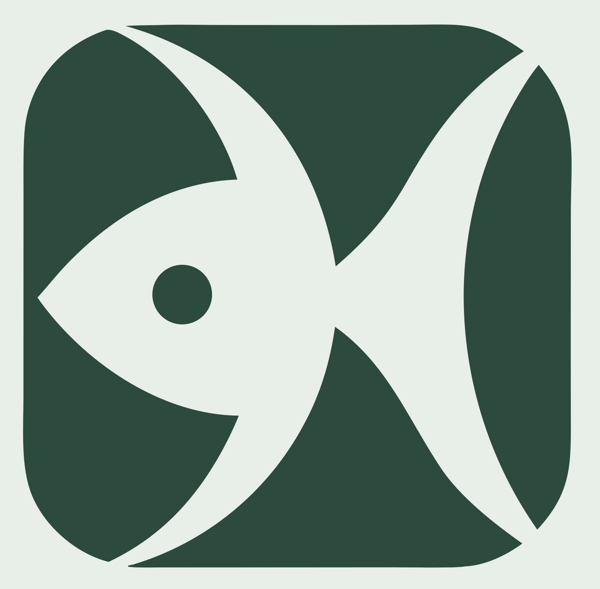 Negative Space Fish Badge #e8efe9/#2d4a3e