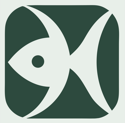 Negative Space Fish Badge #e8efe9/#2d4a3e