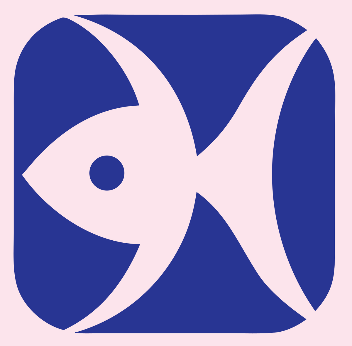 Negative Space Fish Badge #fce4ec/#283593
