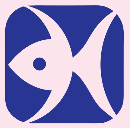 Negative Space Fish Badge #fce4ec/#283593