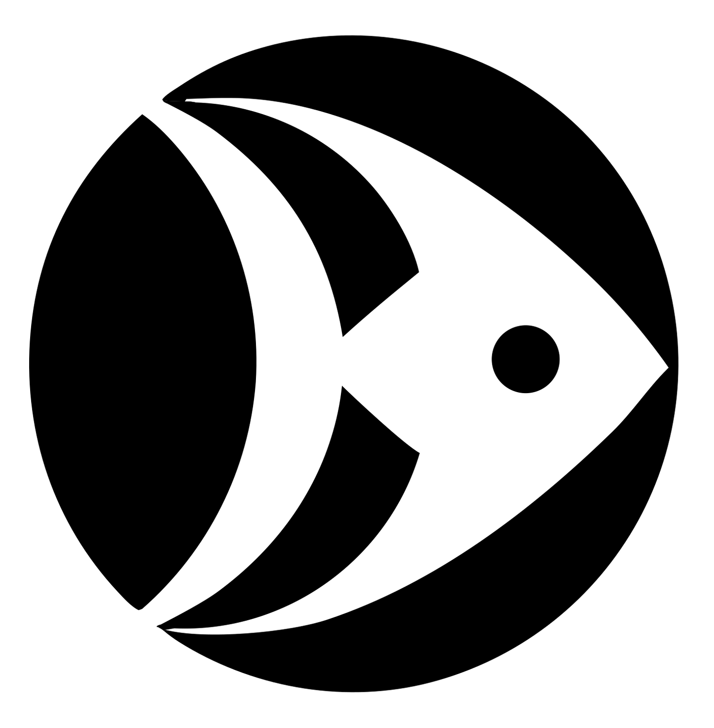 Negative Space Angelfish Circle Badge #ffffff/#000000