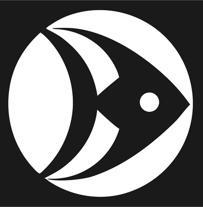 Negative Space Angelfish Circle Badge #1a1a1a/#ffffff