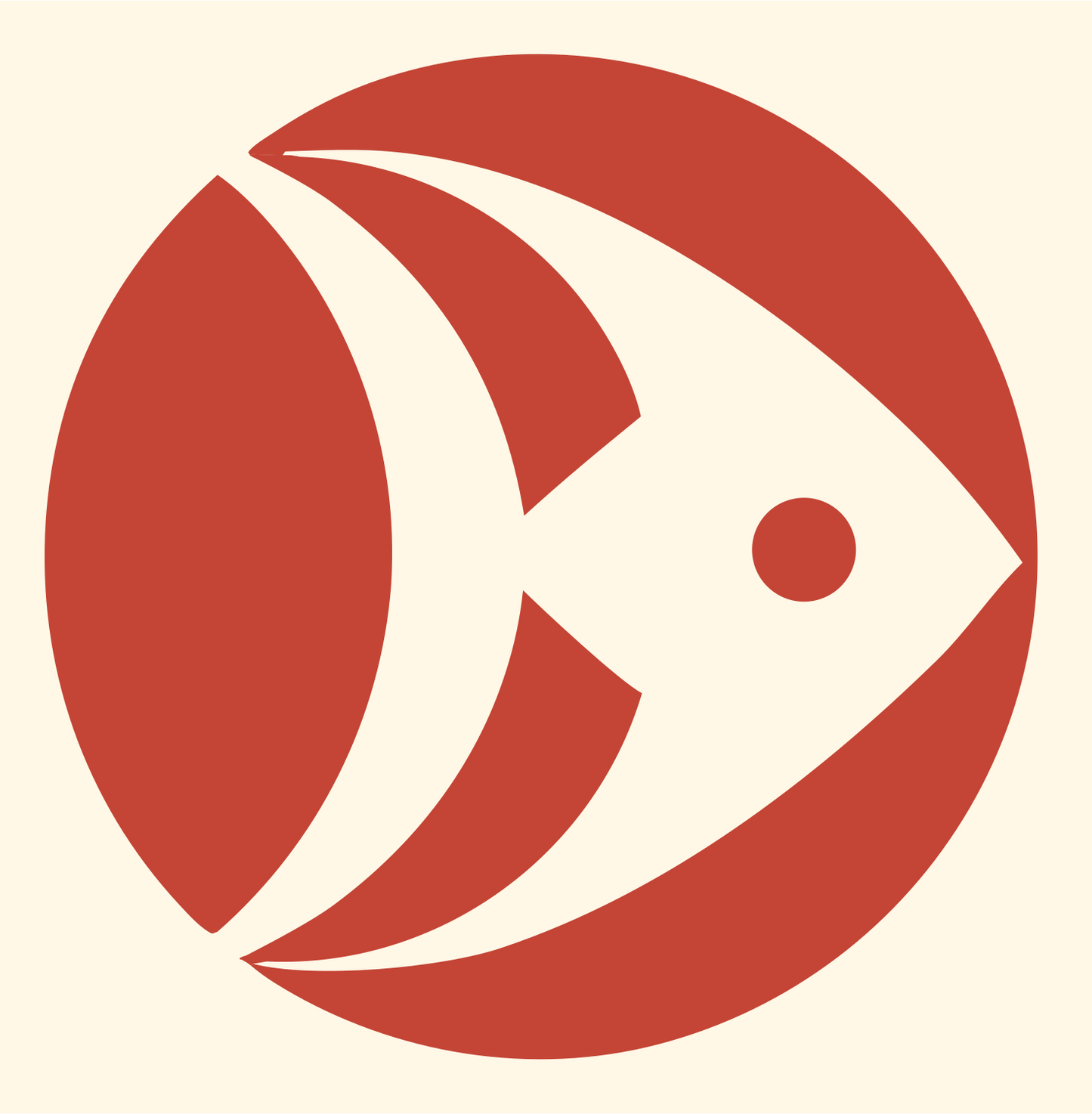 Negative Space Angelfish Circle Badge #fff8e7/#c44536