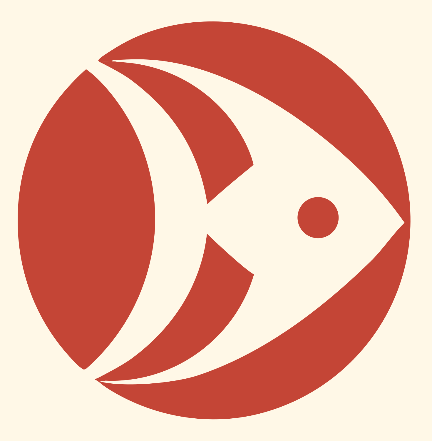 Negative Space Angelfish Circle Badge #fff8e7/#c44536