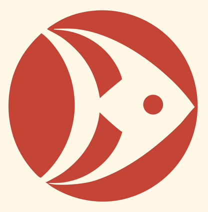 Negative Space Angelfish Circle Badge #fff8e7/#c44536