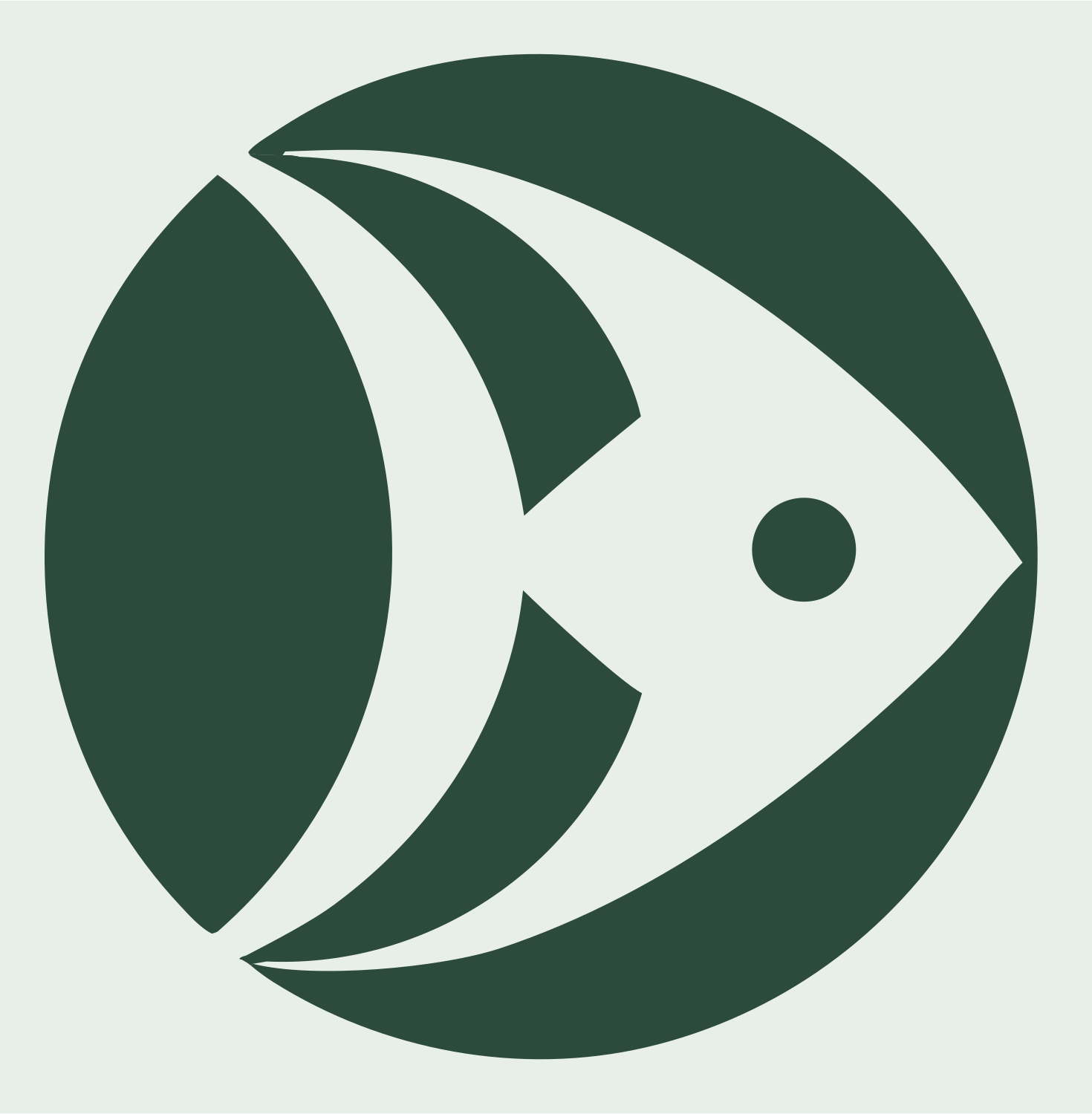 Negative Space Angelfish Circle Badge #e8efe9/#2d4a3e
