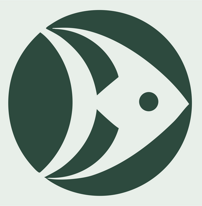 Negative Space Angelfish Circle Badge #e8efe9/#2d4a3e