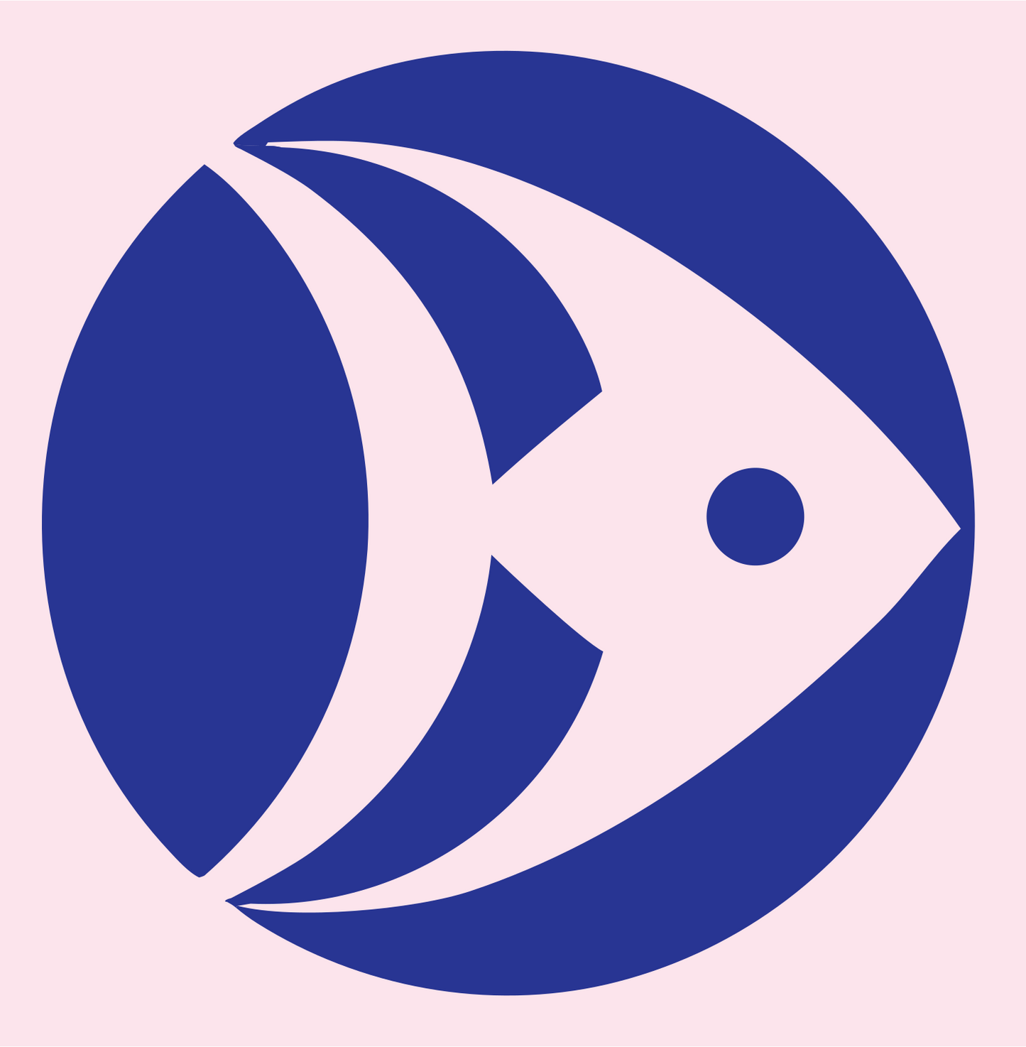Negative Space Angelfish Circle Badge #fce4ec/#283593