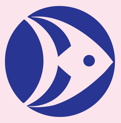 Negative Space Angelfish Circle Badge #fce4ec/#283593