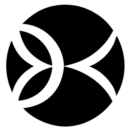 Negative Space Circle Pisces Icon #ffffff/#000000