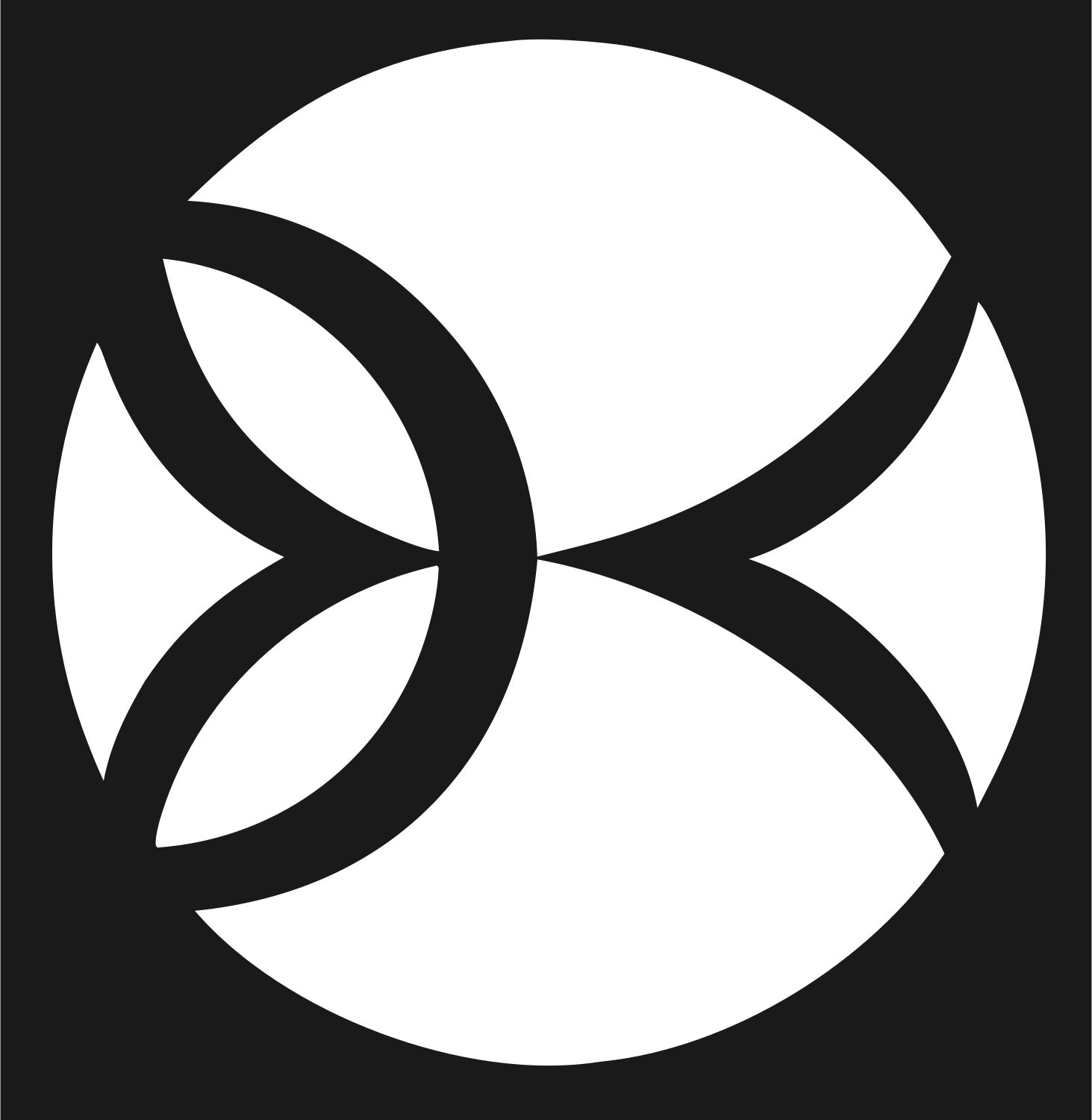 Negative Space Circle Pisces Icon #1a1a1a/#ffffff