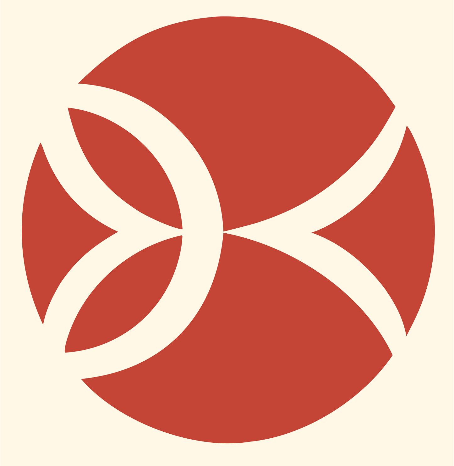 Negative Space Circle Pisces Icon #fff8e7/#c44536