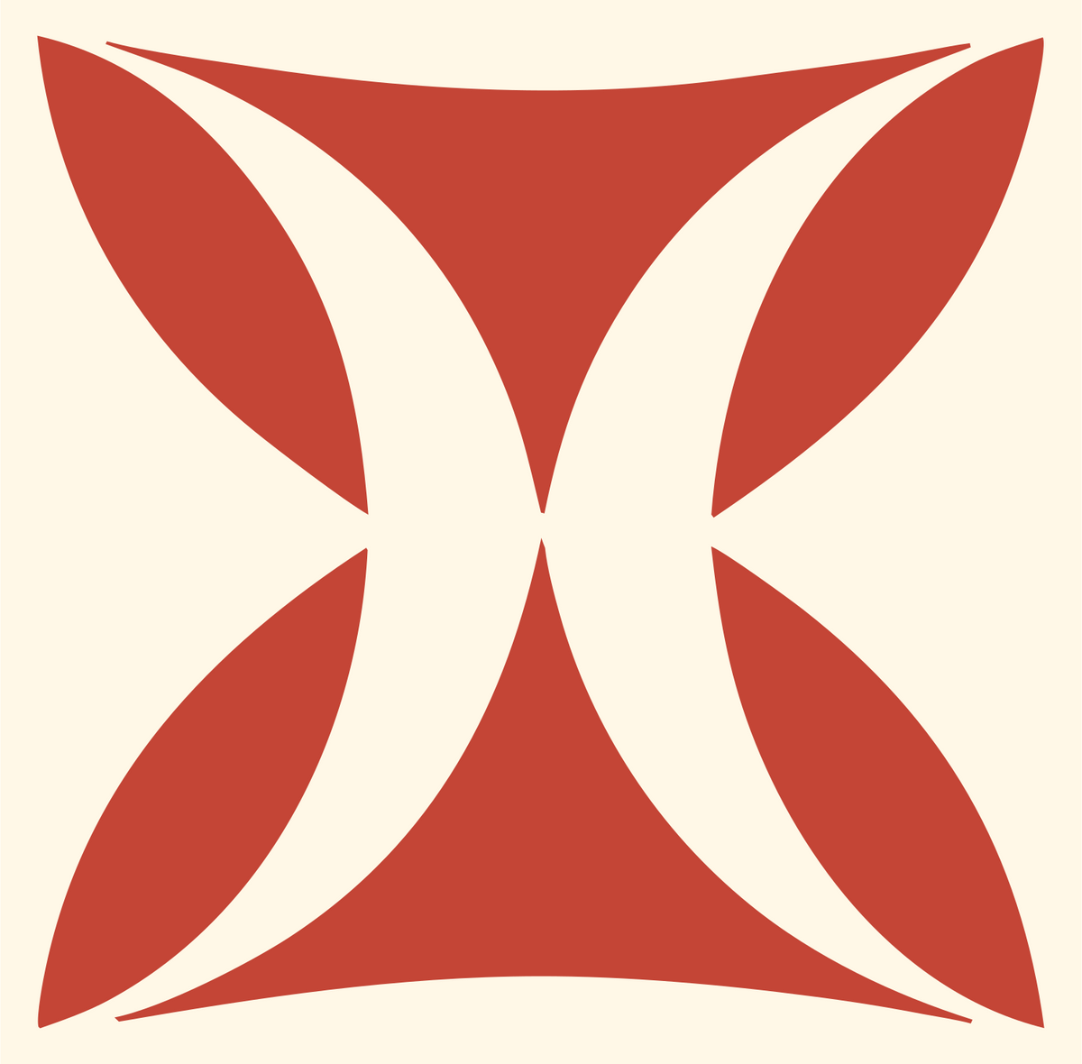 Negative Space Four Crescent Mark #fff8e7/#c44536