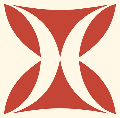 Negative Space Four Crescent Mark #fff8e7/#c44536