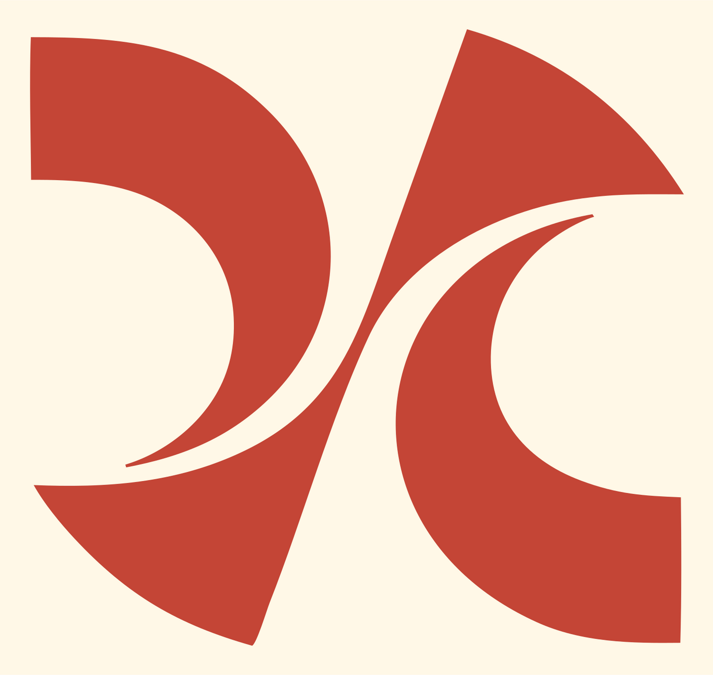 Geometric Dual Crescent Signal Mark #fff8e7/#c44536