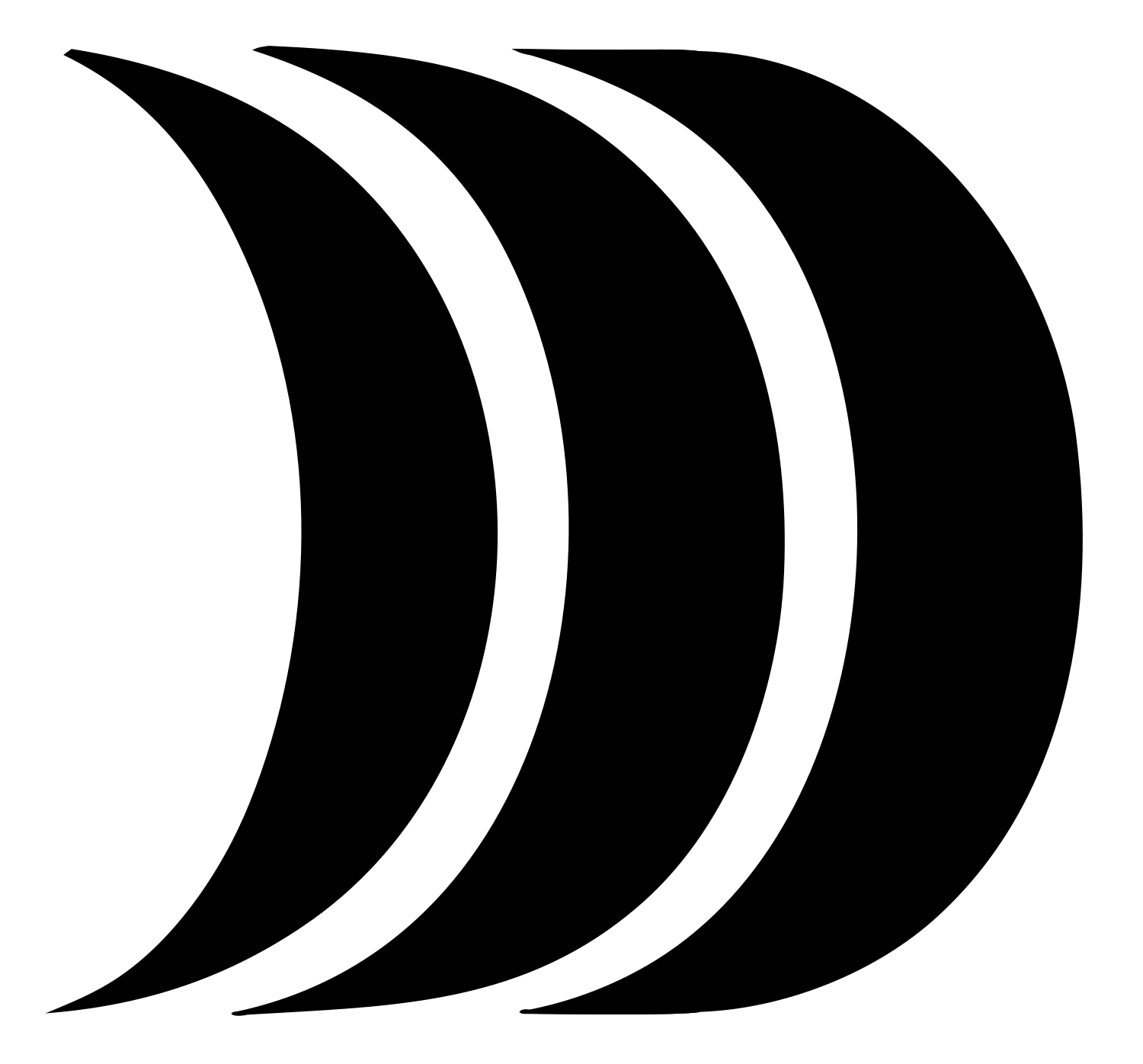 Triple Crescent Moon Badge #ffffff/#000000