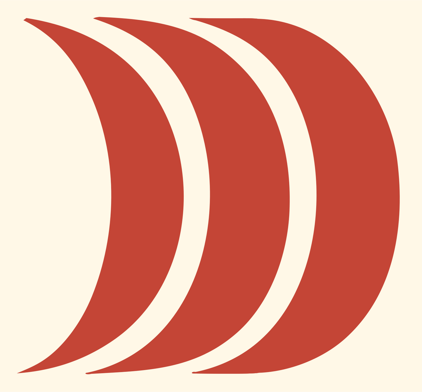 Triple Crescent Moon Badge #fff8e7/#c44536