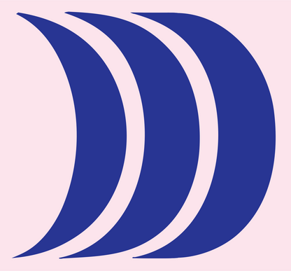 Triple Crescent Moon Badge #fce4ec/#283593