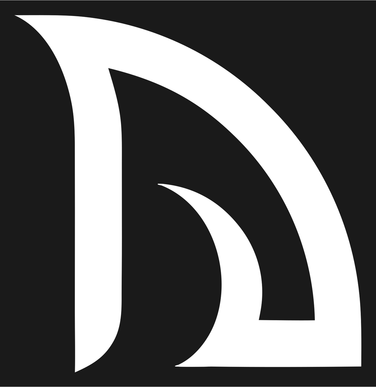Negative Space Curved Signal Mark #1a1a1a/#ffffff
