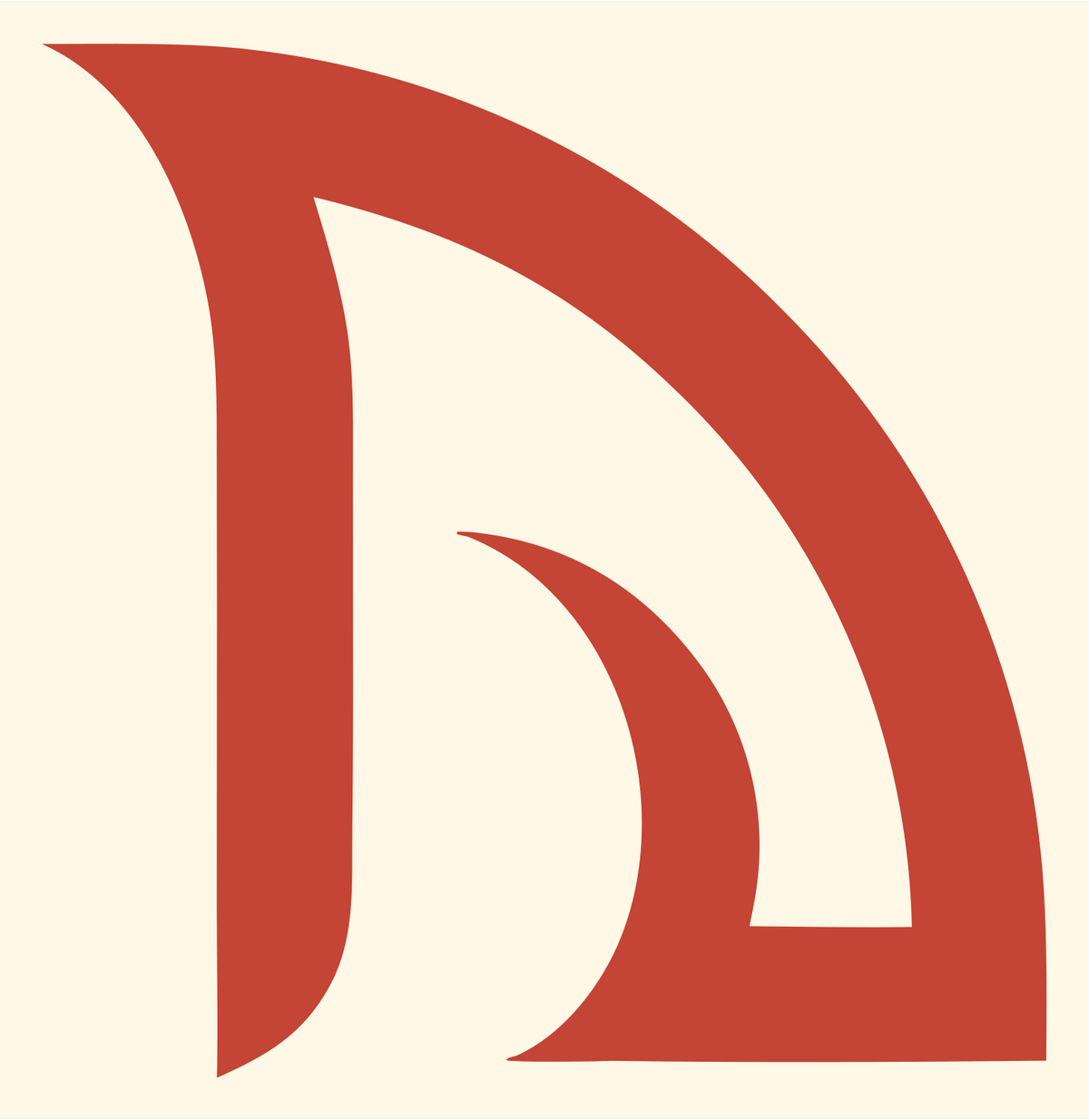 Negative Space Curved Signal Mark #fff8e7/#c44536