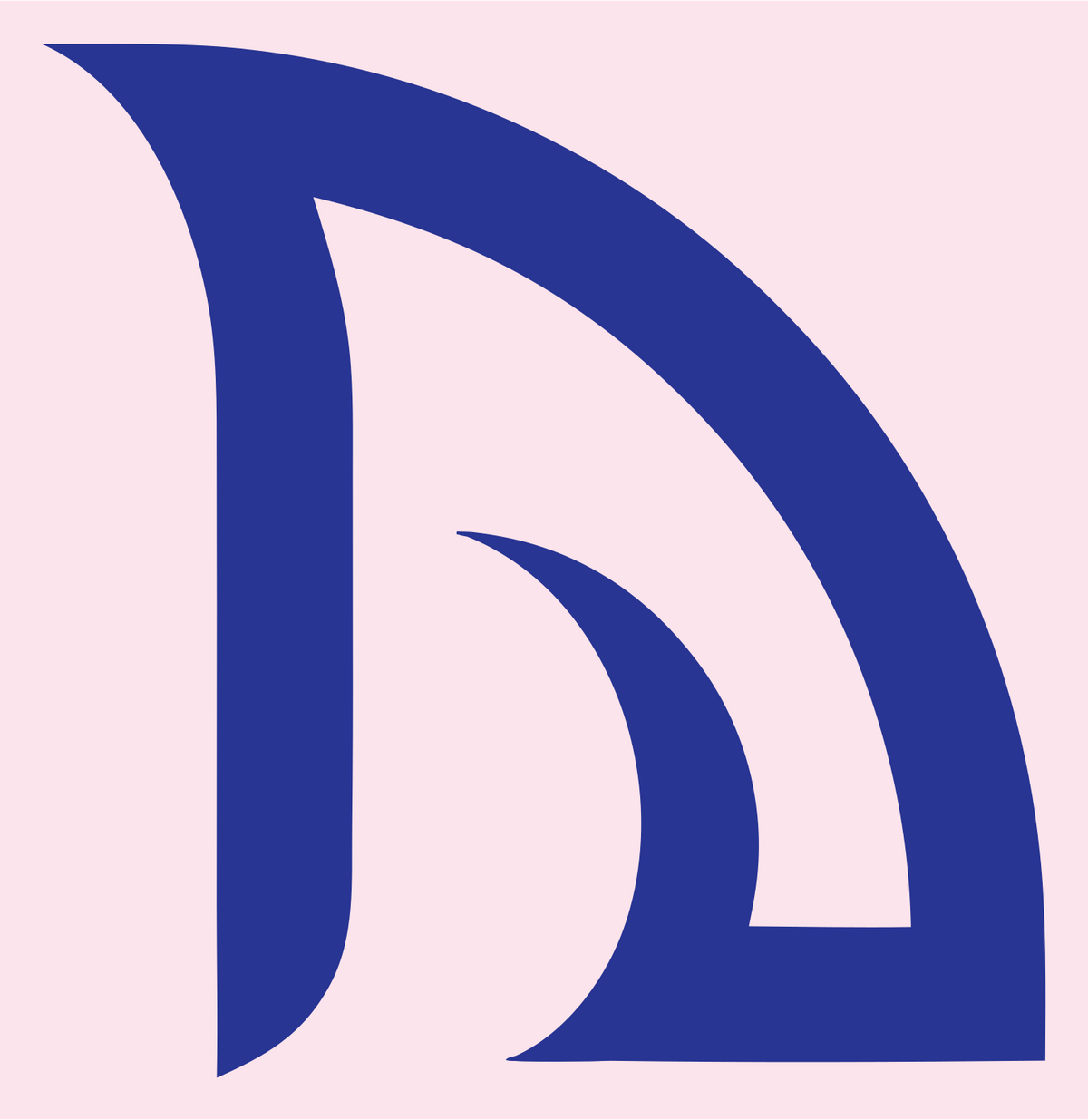 Negative Space Curved Signal Mark #fce4ec/#283593