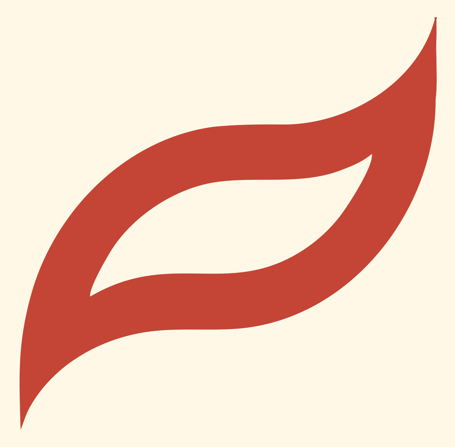 Bold Leaf Silhouette Mark #fff8e7/#c44536