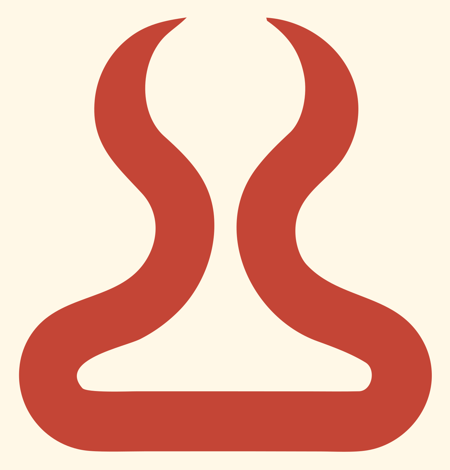 Monoline Bull Horns Signal Mark #fff8e7/#c44536