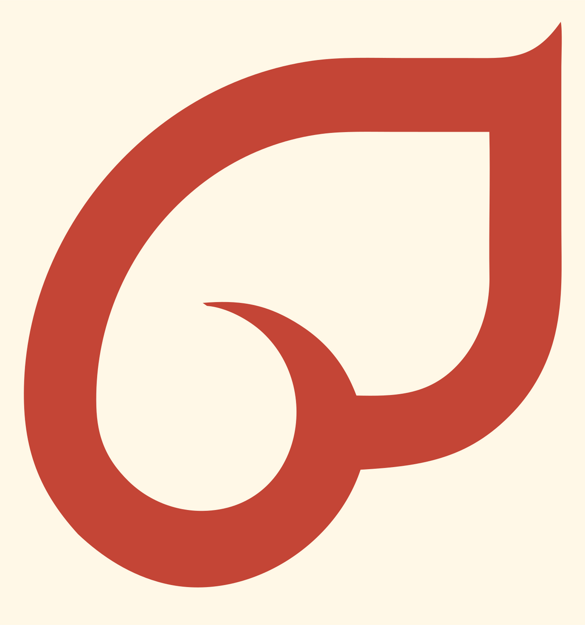 Monoline Teardrop Spiral Mark #fff8e7/#c44536