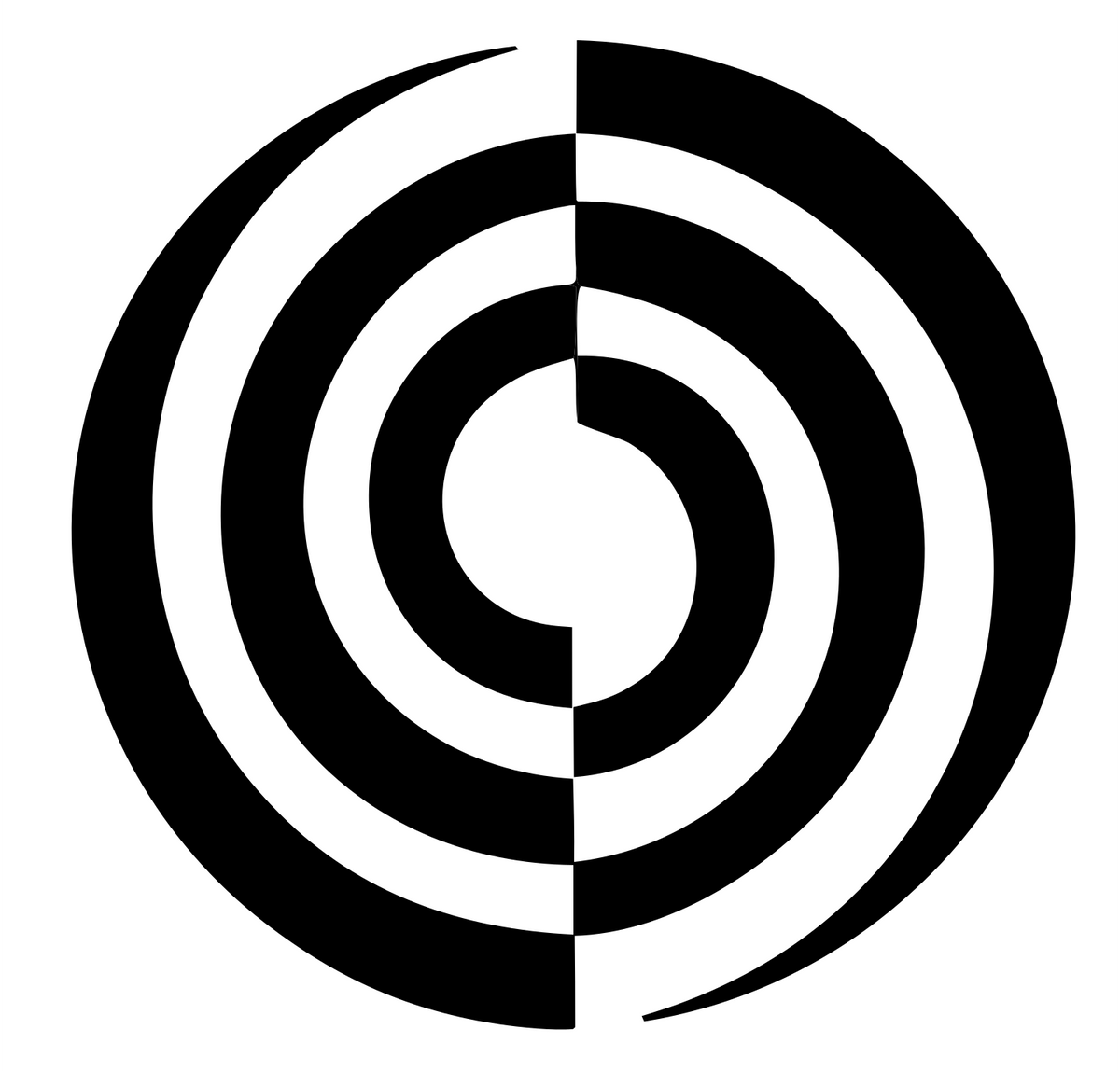 Negative Space Concentric Spiral Mark #ffffff/#000000