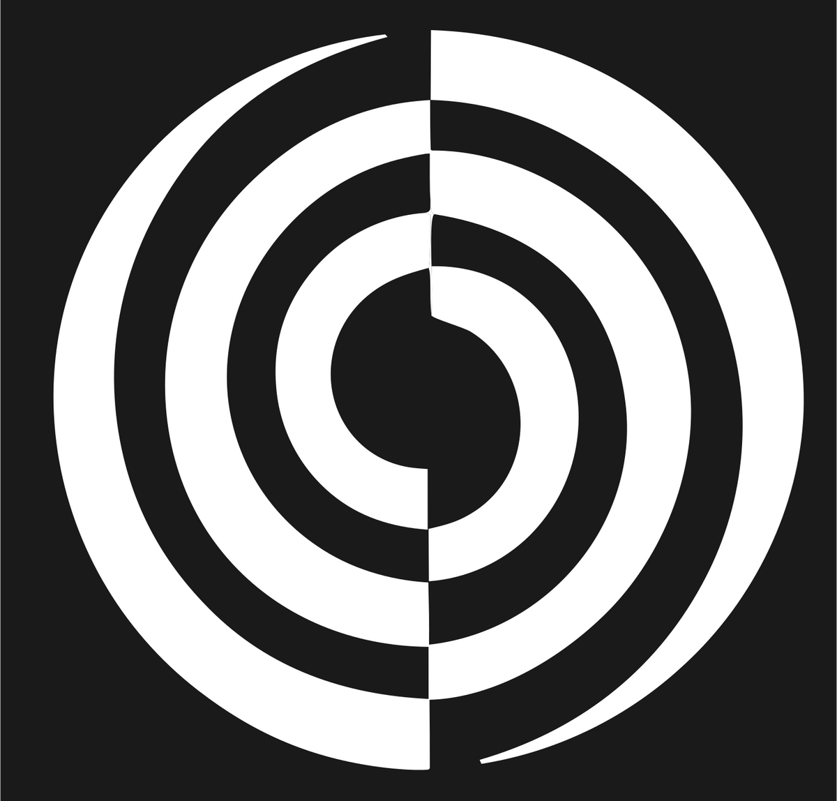Negative Space Concentric Spiral Mark #1a1a1a/#ffffff