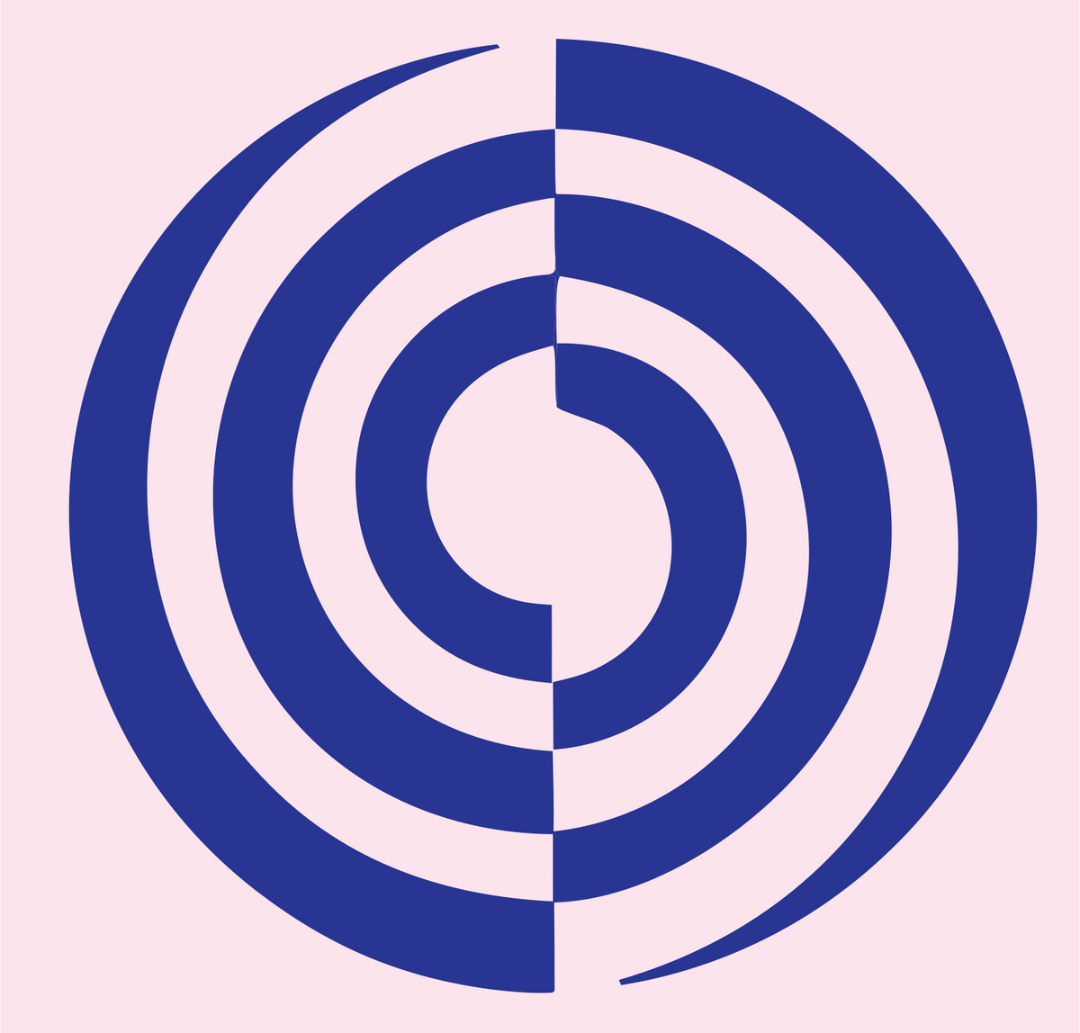 Negative Space Concentric Spiral Mark #fce4ec/#283593