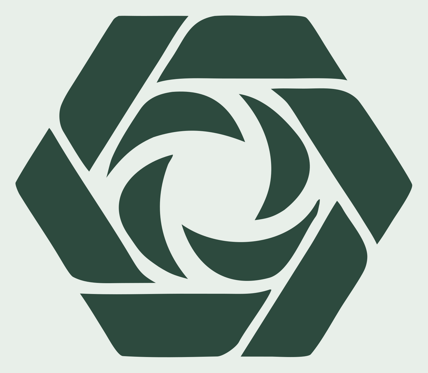 Hexagon Shutter Vortex Mark #e8efe9/#2d4a3e