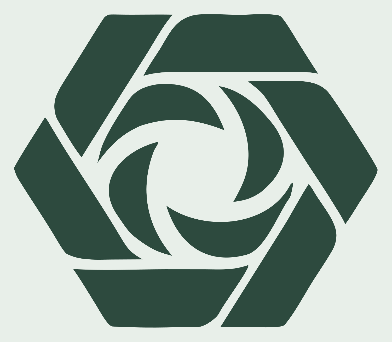 Hexagon Shutter Vortex Mark #e8efe9/#2d4a3e
