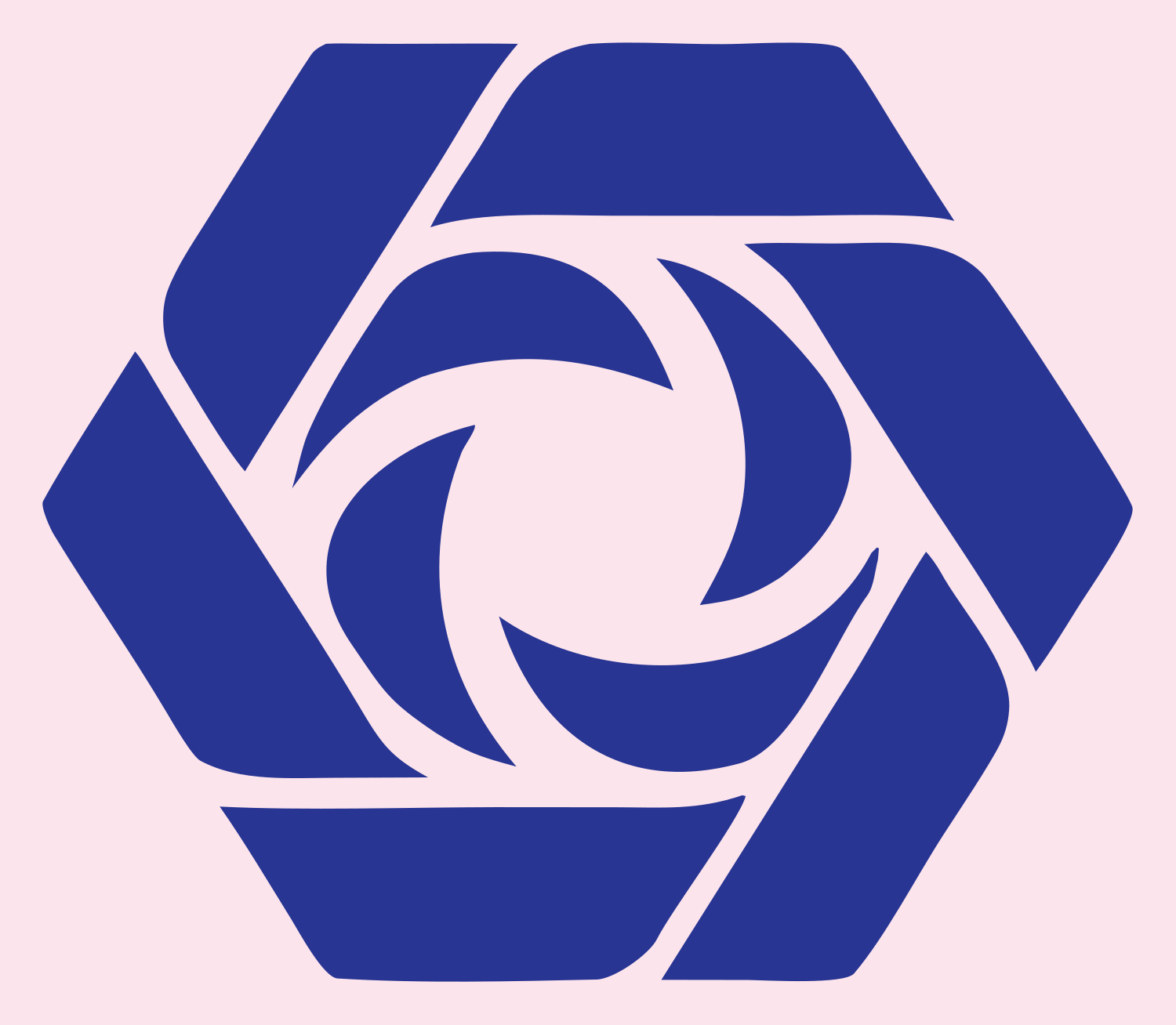Hexagon Shutter Vortex Mark #fce4ec/#283593